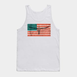 Longhorn American Flag Skull Bones Retro Weathered Tee Tank Top